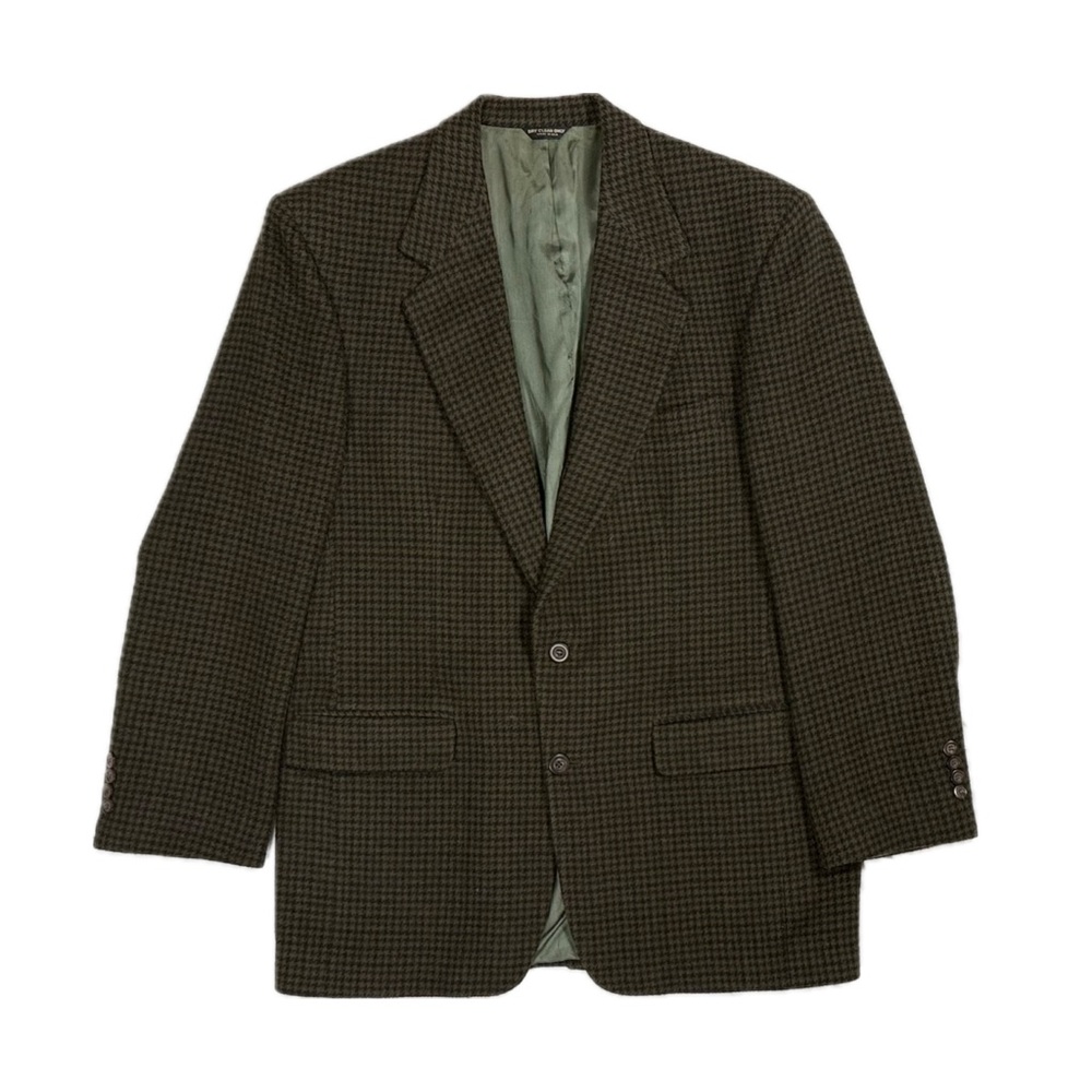 Vtg Union Bill Blass camel hair Brown houndstooth Sports Coat blazer men 44L